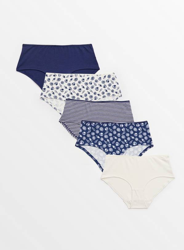 Navy Shell Shorts Knickers 5 Pack 12